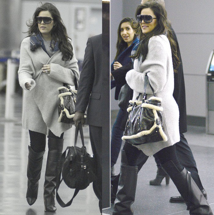 Khloe Kardashian recycles Kim's old Louis Vuitton bag and she's got her  sister's $1,695 Givenchy boots on too!