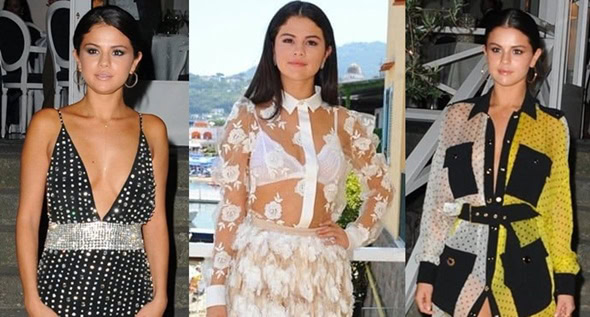 Selena Gomezs Daring Style See Through Shirts And High Slit Dresses