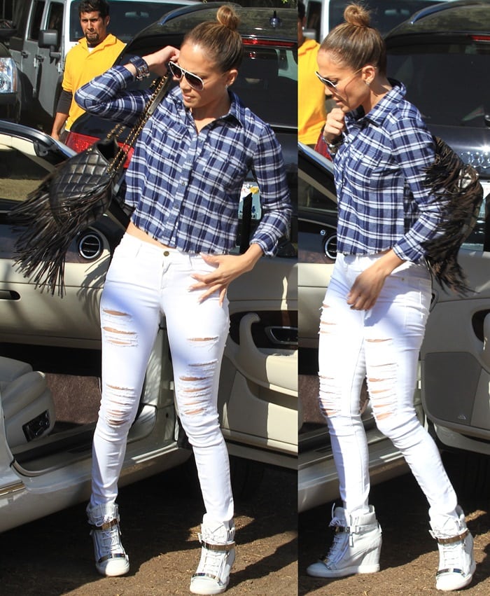 Jennifer Lopez in Distressed Jeans and 