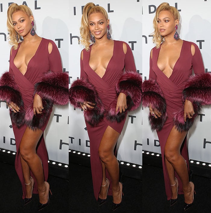 Beyonce Shows Off Plenty Of Cleavage In Philipp Plein Plunging Gown And