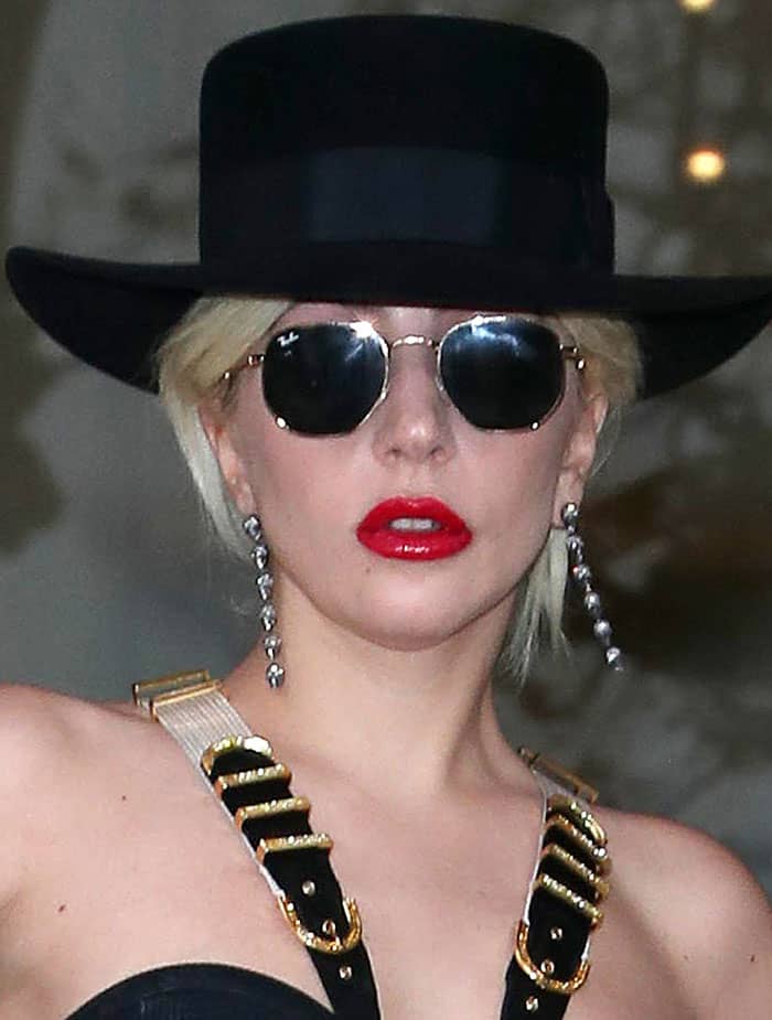 Lady Gaga Covers Boobs With Polka Dot Tulle At House Of Gucci Premiere