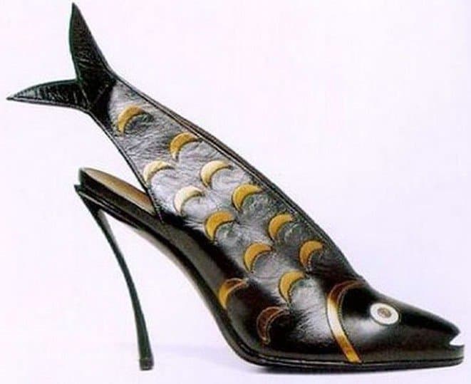 boots with fish in the heels