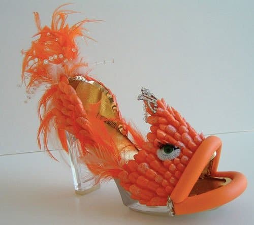 platform heels with goldfish