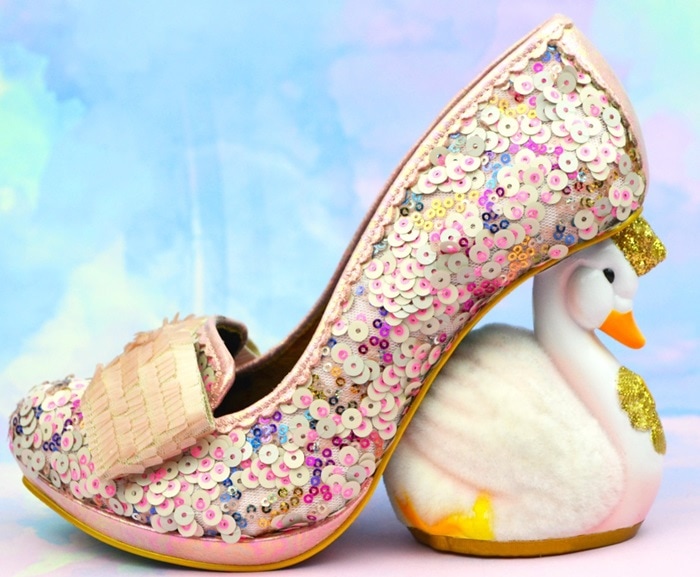 Swan Shoes With Quirky Flocked Crowned 