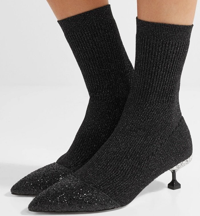 black illusion heel sock ankle boots
