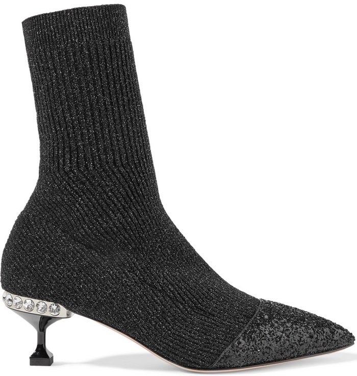 black illusion heel sock ankle boots