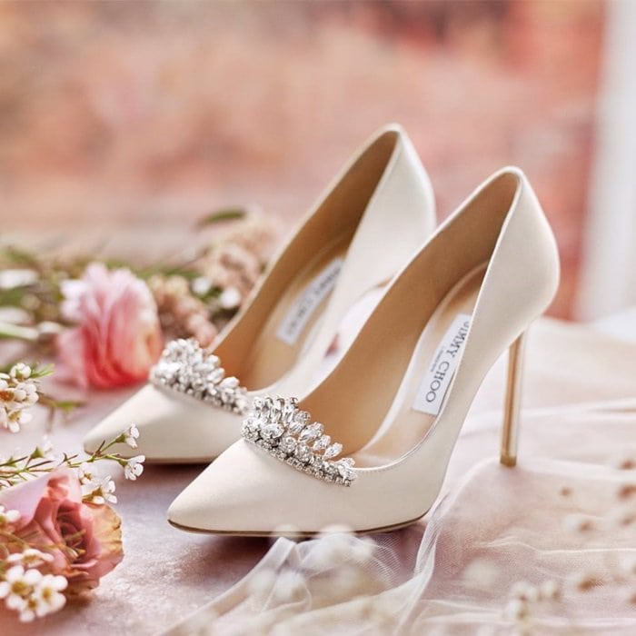 jimmy choo satin bridal shoes