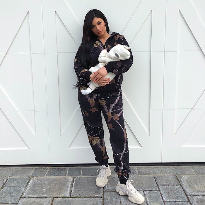 Kylie Jenner in Yeezy 500 Sneakers for 