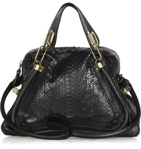 Chloé 'The Paraty' Medium Python and Leather Shoulder Bag