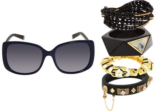 Complete the look with DSQUARED2 sunglasses and an assortment of bangles from Chan Luu, Marc Jacobs, Kenneth Jay Lane, and Juicy Couture