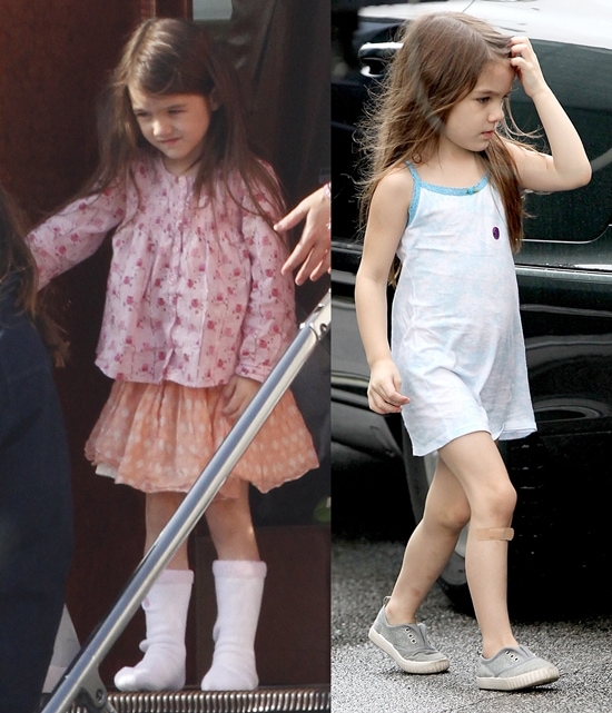 Suri Cruise boarding a private jet in Prague (September 24, 2010) and arriving on the set of Jack and Jill (October 20, 2010)