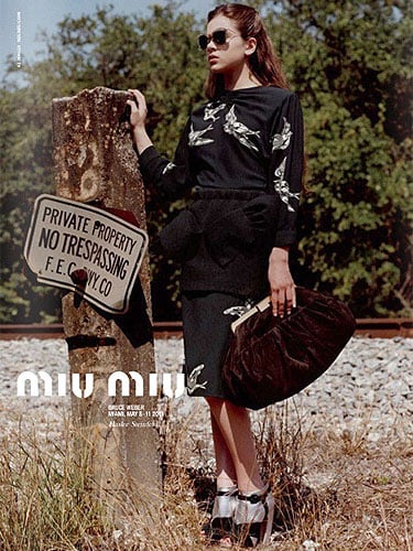 A leaked photo from Hailee Steinfeld's Miu Miu modeling project