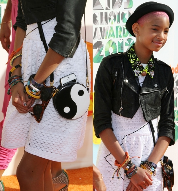 Willow Smith in a Chanel Spring 2012 white dress paired with a wide variety of accessories