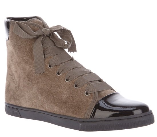 Lanvin High Top Wedge Sneaker with Cap Toe