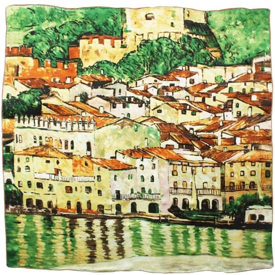 Gustav Klimt's Malcesine on Lake Garda Printed Silk Scarf