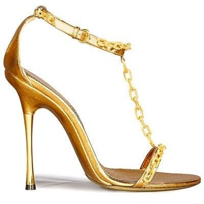 tom ford gold chain heels