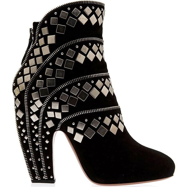 Azzedine Alaia Stud and Zip Suede Ankle Boots