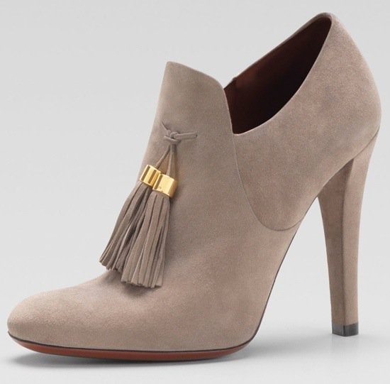 Gucci Suede Tassel Loafer Booties