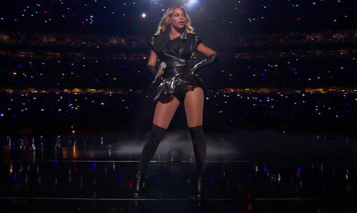 Beyonce performs during the Super Bowl halftime show on February 3, 2013