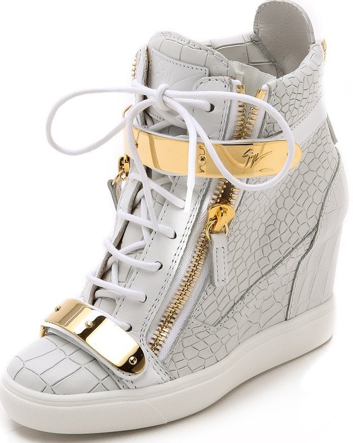 Jennifer Lopez in Gold-Tone Hardware Giuseppe Zanotti Sneakers