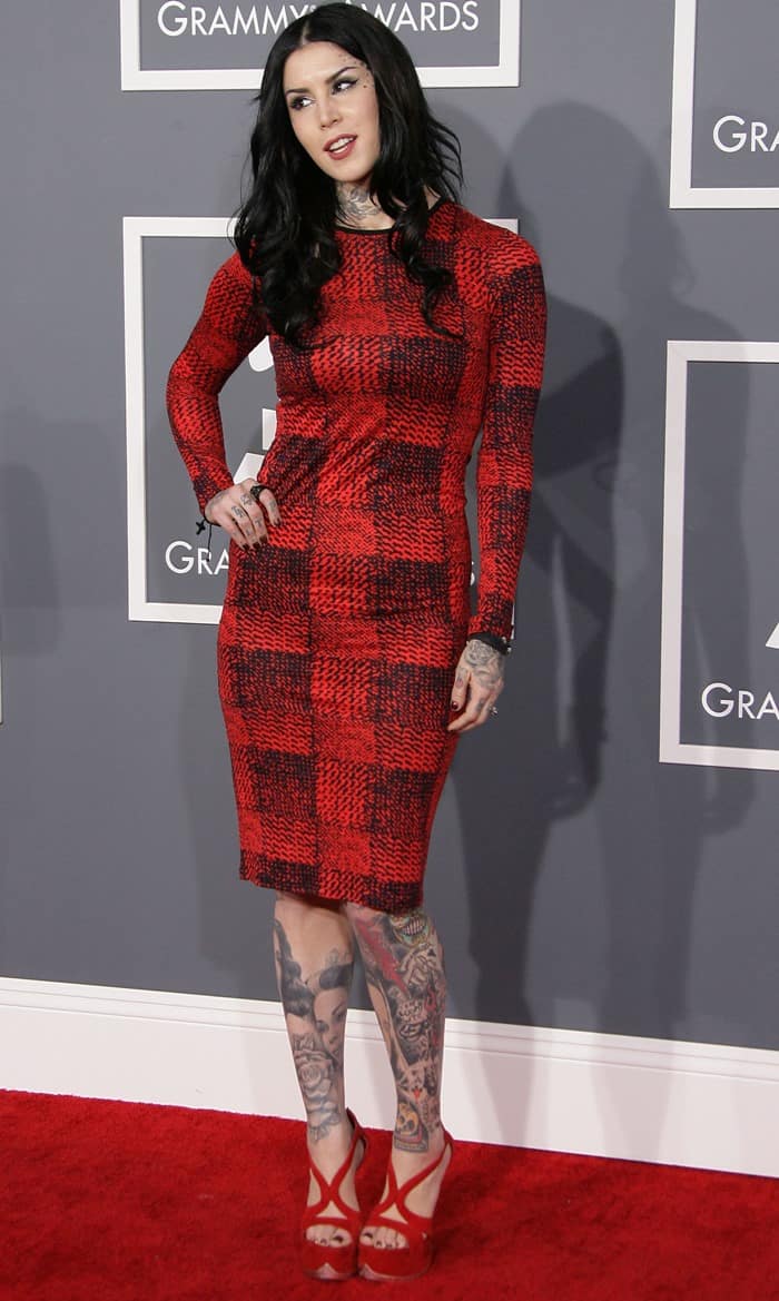 Kat Von D in Derek Lam at the 55th Annual Grammy Awards in Los Angeles, California on February 10, 2013