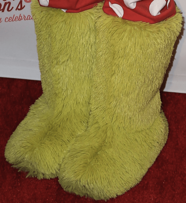 Bella Thorne's yellow fur boots