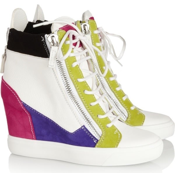Giuseppe Zanotti Lorenz leather and suede wedge sneakers