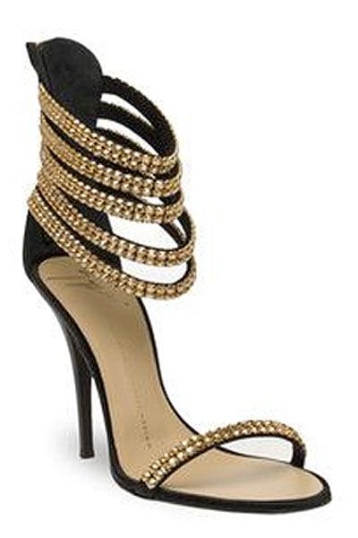 Vanessa Hudgens' Gold-Chain-Embellished Ankle-Strap Sandals