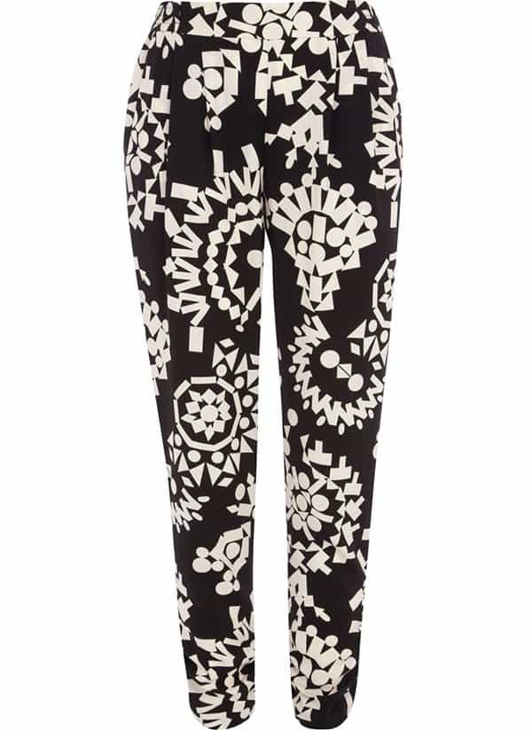 Mollie King's Black-and-White Tribal-Print Trousers by River Island