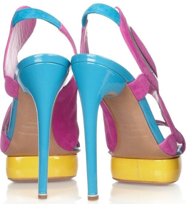 NICHOLAS KIRKWOOD Color-block suede and patent-leather sandals $1,210 Heel