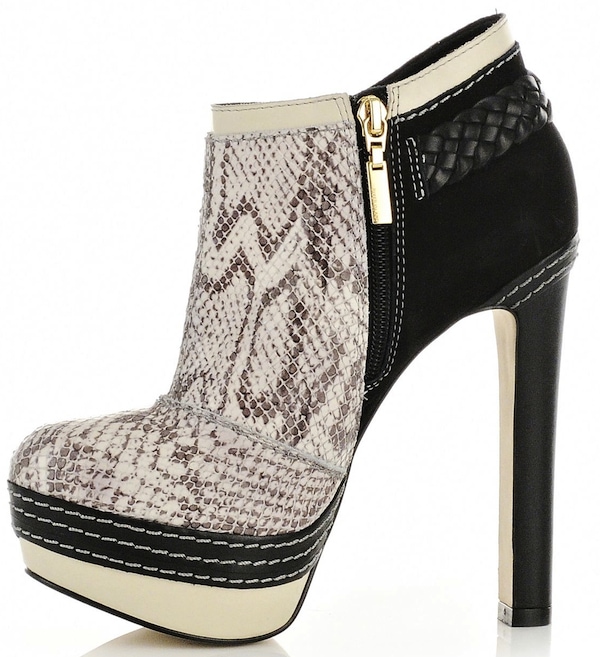 River Island Gray Snakeskin Print Ankle Platform Boots