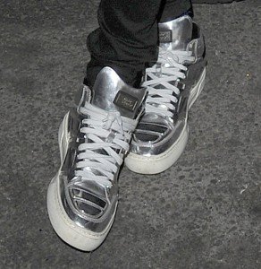 Cara Delevingne Wears Silver Metallic Alejandro Ingelmo “Tron” Sneakers