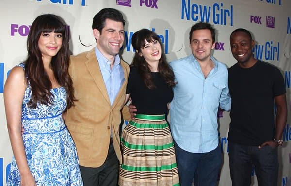 Hannah Simone, Max Greenfield, Zooey Deschanel, Jake Johnson, and Lamorne Morris at FOX's 'New Girl' special screening at Leonard H. Goldenson Theatre in Los Angeles on April 30, 2013