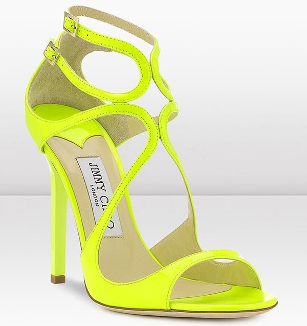 Jimmy Choo "Lance" Yellow Neon Patent Leather Sandals