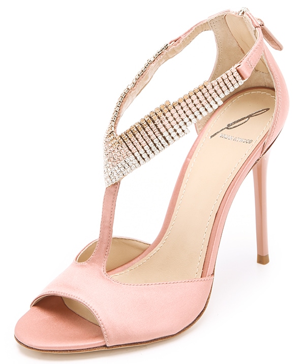 B Brian Atwood Loreto Crystal Sandals in Champagne