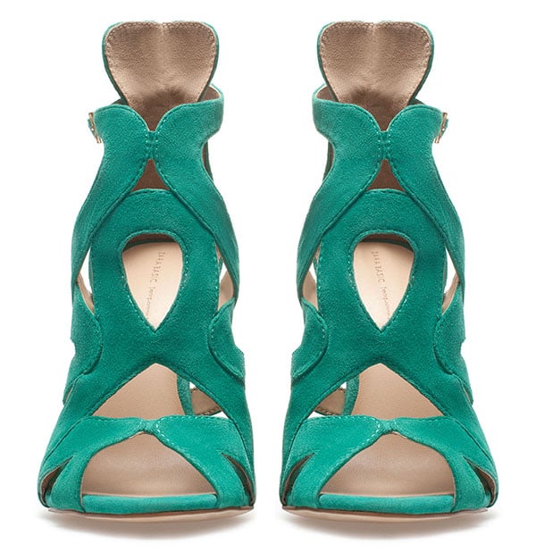 Zara Strappy High-Heel Sandals in Green