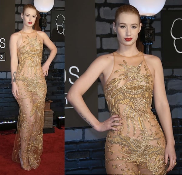 Iggy Azalea in a see-through gown that covered just the right parts of her body