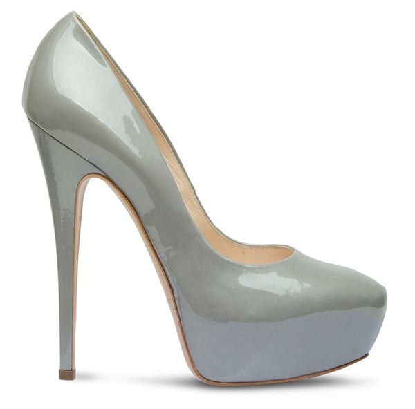 Casadei Patent Leather Platform Pumps in Gray