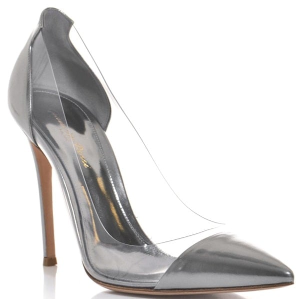 gianvito rossi patent and pvc pumps pewter