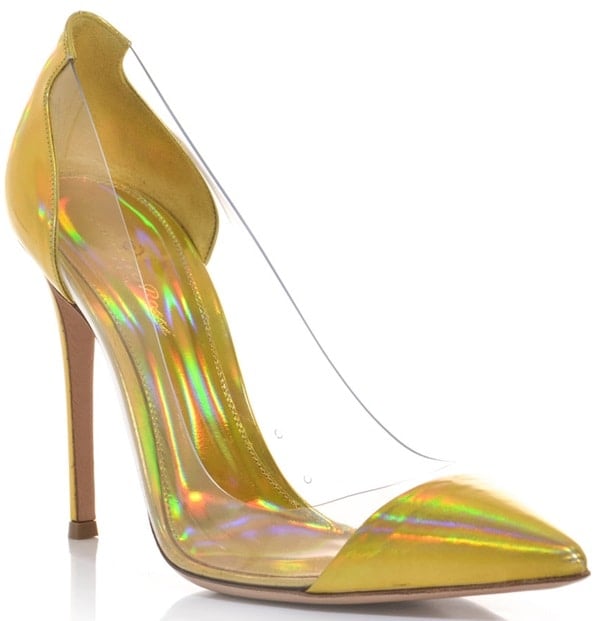 Gianvito Rossi Clear PVC and Metallic Leather Pumps in Yellow
