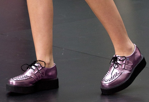 Miley Cyrus wearing T.U.K. creepers for her The Today Show performance at Rockefeller Center