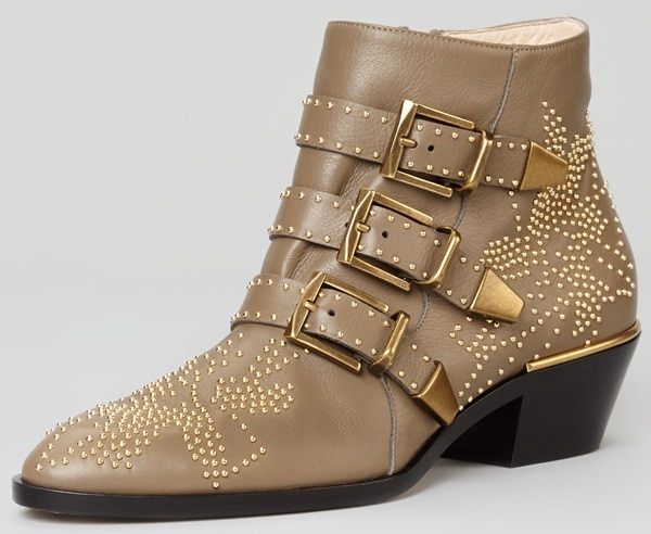 Chloe 'Suzanna' Studded Buckle Boots in Clay