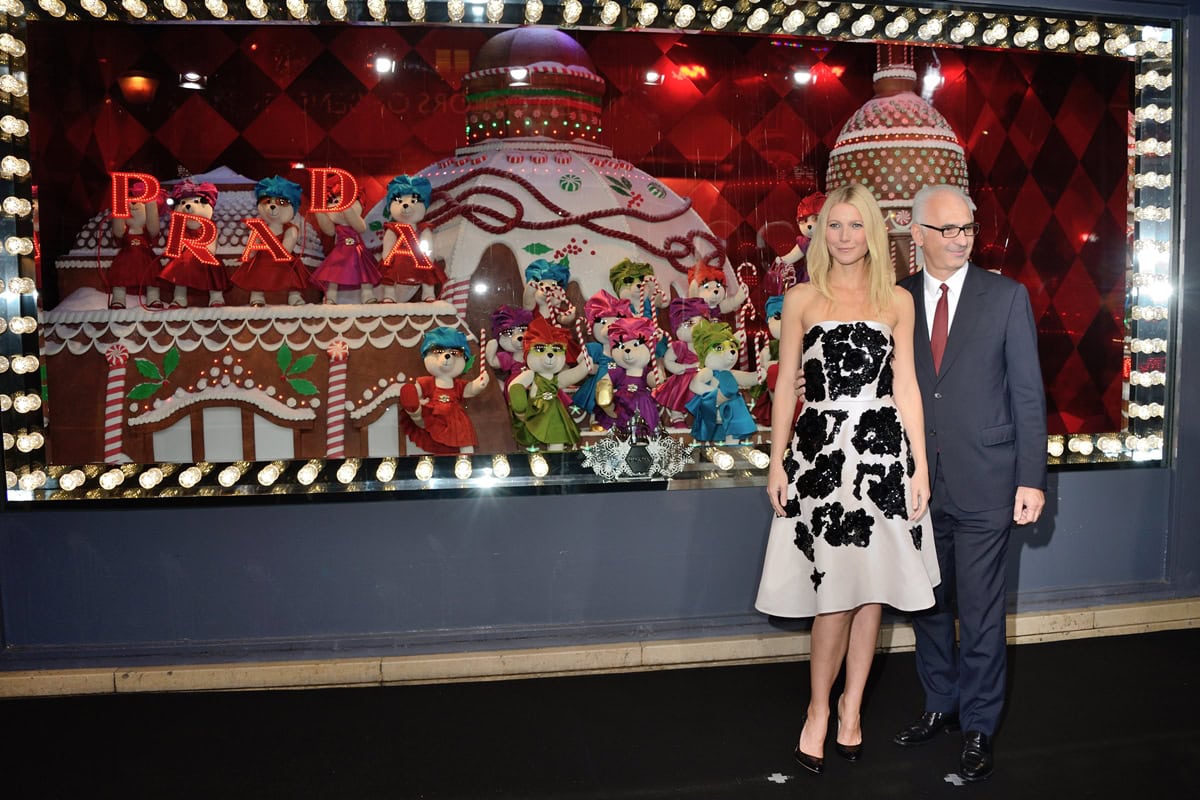 Gwyneth Paltrow and Printemps' CEO Paolo de Cesare attend the Printemps Christmas Decorations Inauguration at Printemps Haussmann on November 7, 2013, in Paris, France