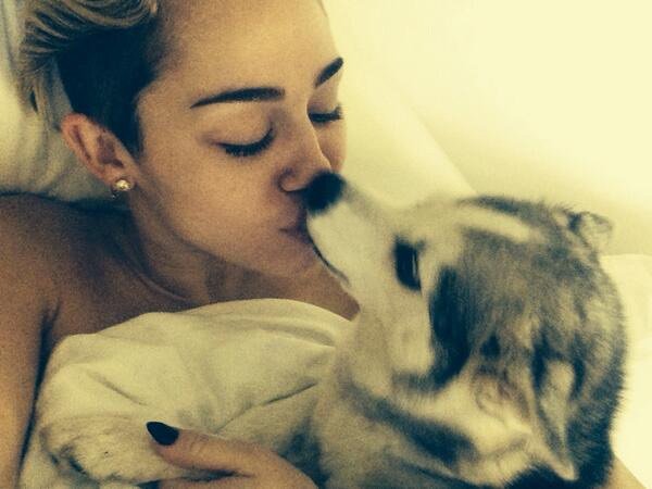 Miley Cyrus' post-21st birthday Twitter pic with the caption "I love him soooo fucking much I can't stand it"