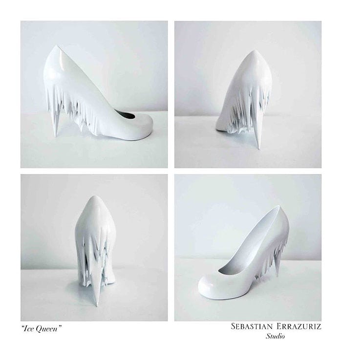 Sebastian Errazuriz’s ‘Ice Queen’ heels, with icicle-like details, capture the frosty and unapproachable essence of a past relationship