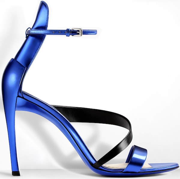 Christian Dior Blue-and-Black Mirror Leather Sandal
