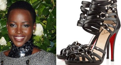 Lupita Nyong'o Flaunts Legs in Tweed Jacket and Camerona Sandals