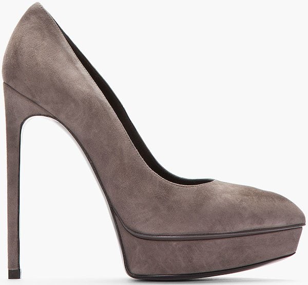 Saint Laurent "Janis" Pumps in Earth Gray Suede