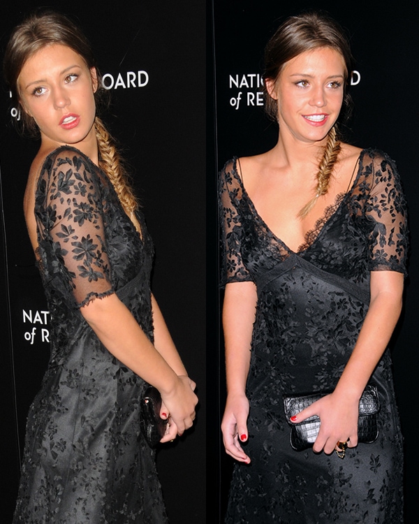 Adèle Exarchopoulos wears a black lace Louis Vuitton dress