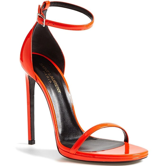 Saint Laurent "Jane" Ankle-Strap Sandals in Neon Orange